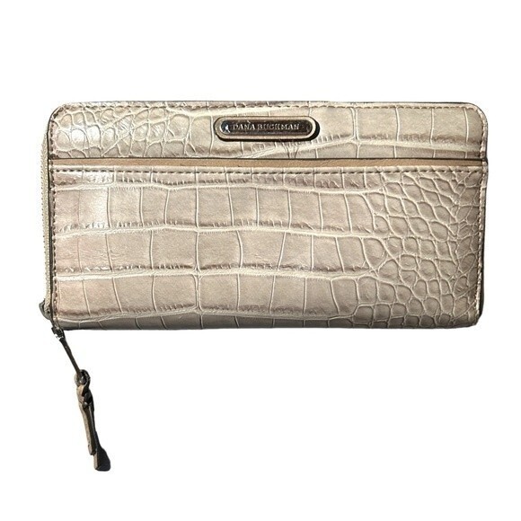 Dana Buchman Tan Croc Faux Leather Large Accordion Ziparound Continental Wallet - Picture 1 of 11